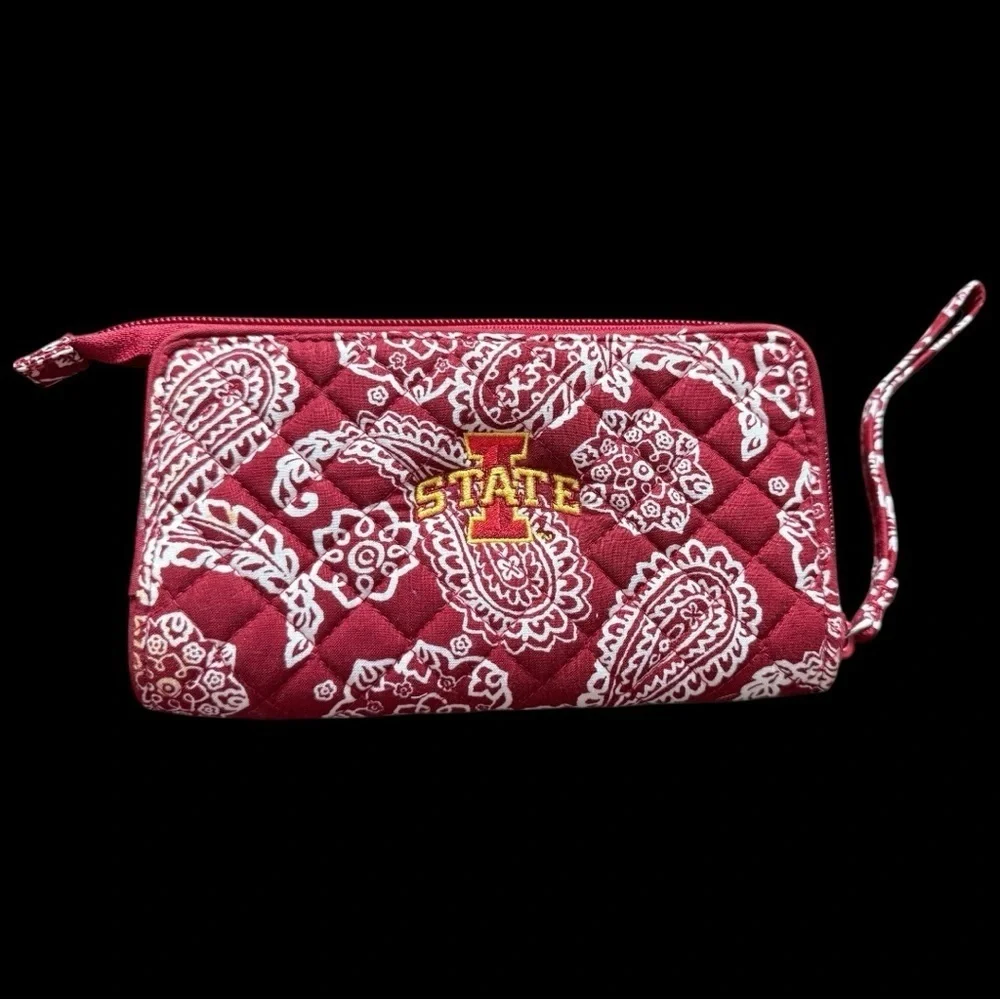 Collegiate RFID Front Zip Wristlet - Vera Bradley - Cardinal White Bandana